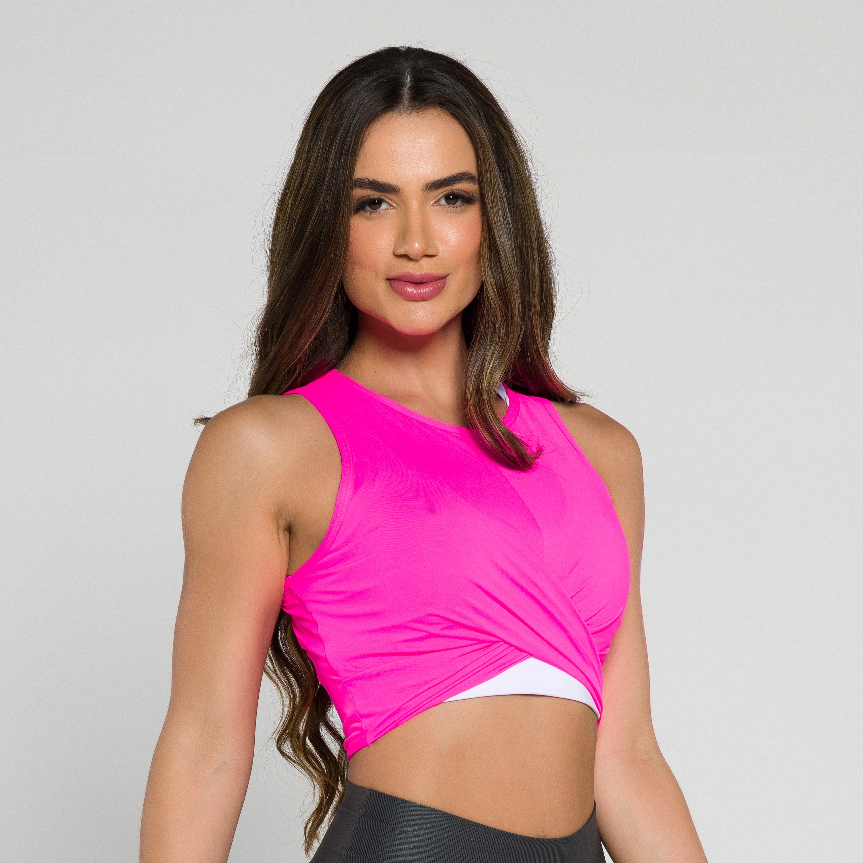 Cropped sem Manga Transpassado Pink