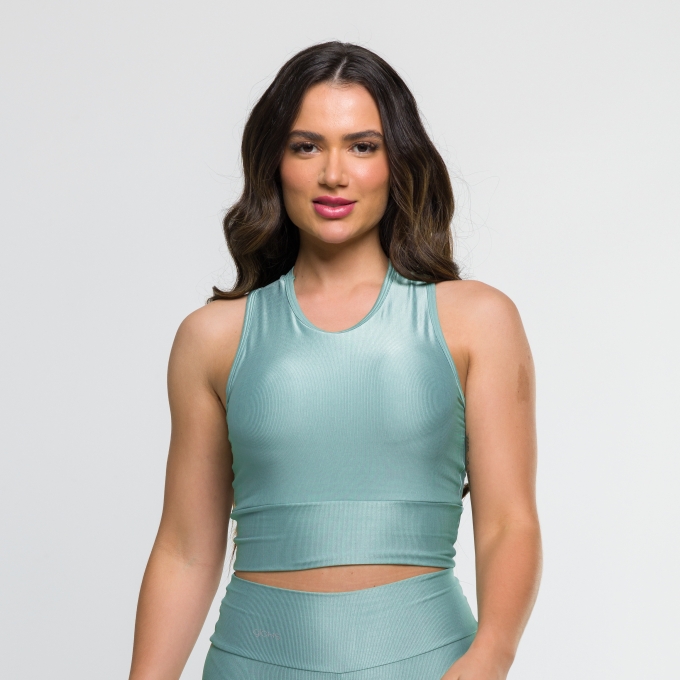 Cropped Sinergia Mini Canelado Verde Alecrim