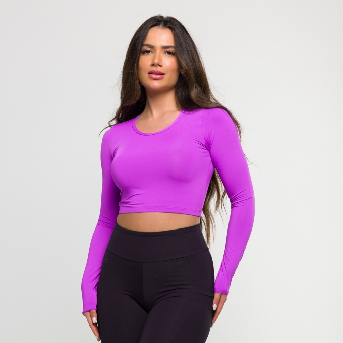 Cropped Manga Longa Fuchsia
