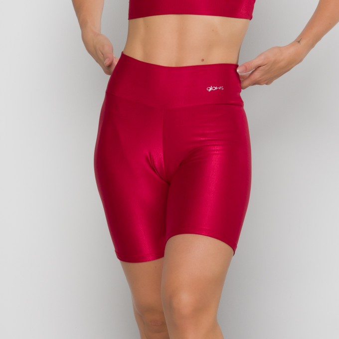 Short Básico Mini Canelado Vermelho