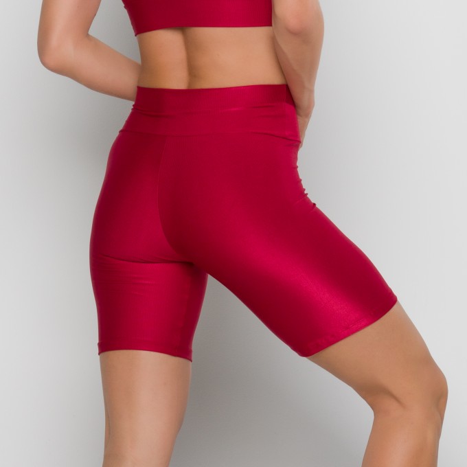 Short Básico Mini Canelado Vermelho