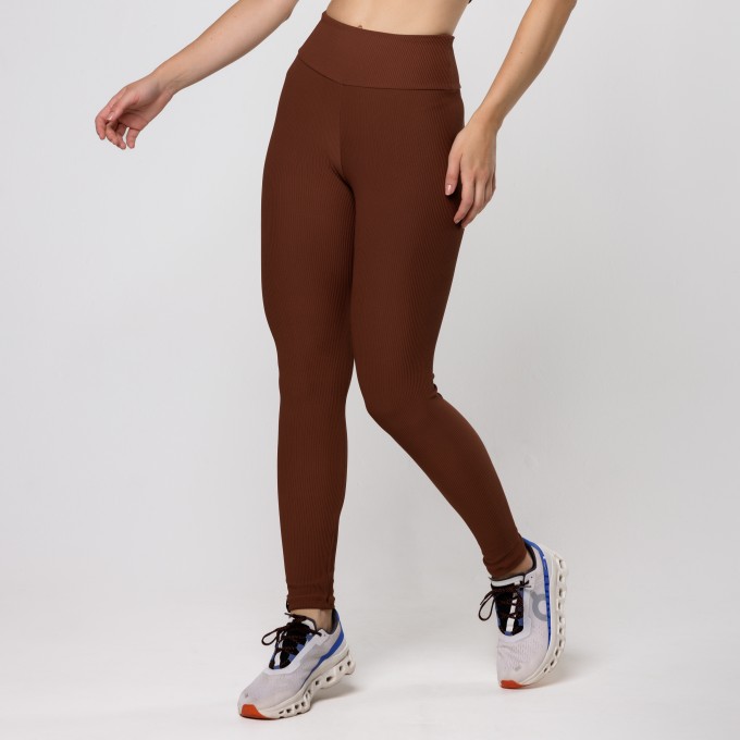 Calça Legging Aura Canelada Marrom