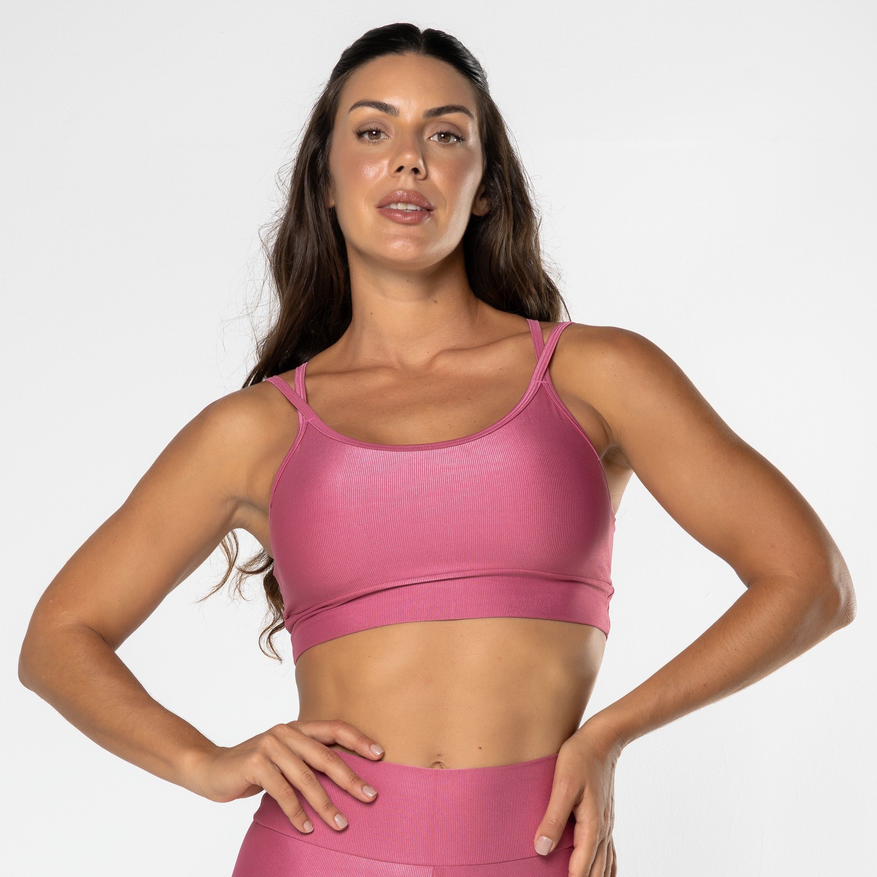 Top Alça Dupla Mini Canelado Rosa Liris