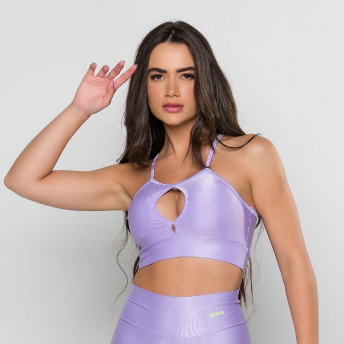 Top Fenda Mini Canelado Lilás
