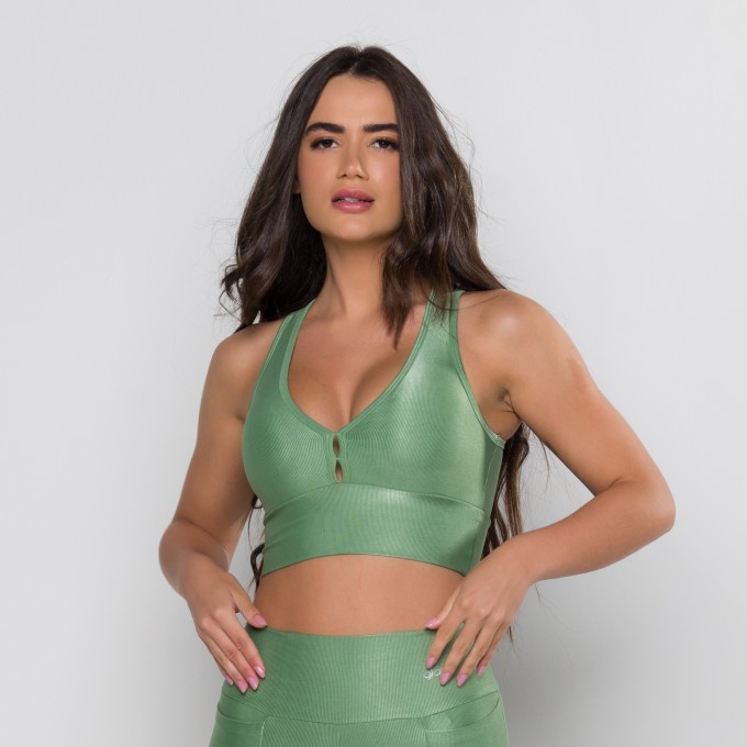 Top Mari Mini Canelado Verde