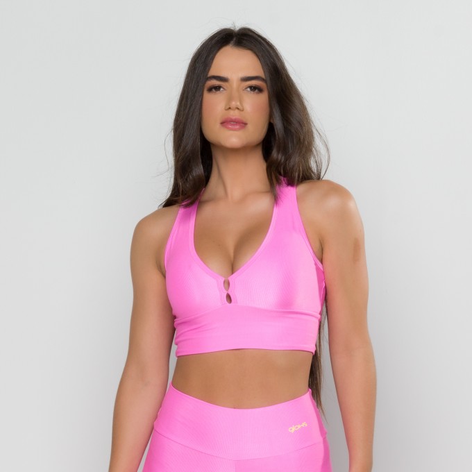 Top Mari Mini Canelado Rosa