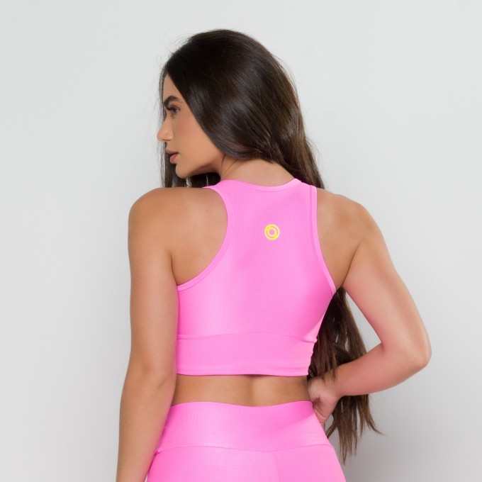 Top Mari Mini Canelado Rosa